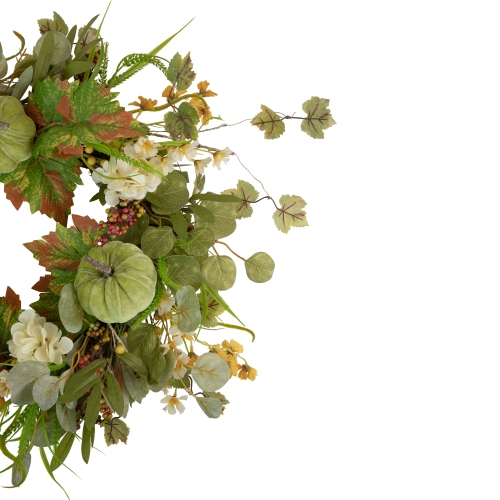 Pumpkins and Berries Artificial Fall Harvest Twig Wreath, 24-Inch, Unlit