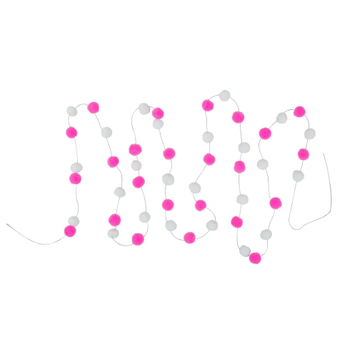 9' Pink and White Plush Snowball Christmas Garland