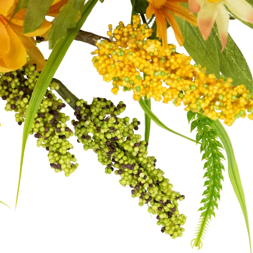 Peonies Artificial Fall Harvest Twig Wreath, 22-Inch, Unlit