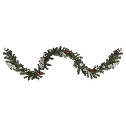 NORTHLIGHT  Pre-Lit Led Battery Operated Pre-Decorated Pine Christmas Garland - 9' X 12" - Warm Lights In White
