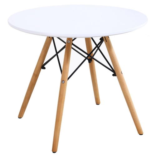 Gymax Kids Modern Dining Table Set Round Table with 2 Armless Chairs White