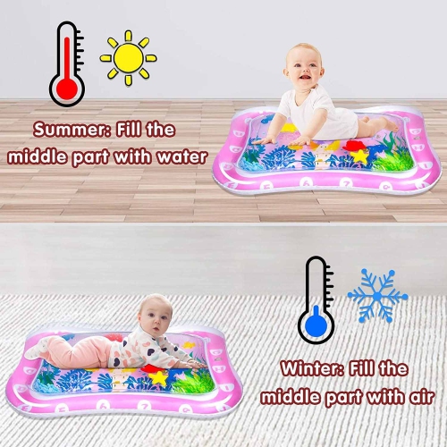 ISTAR Tummy Time Baby Water Play & Activity Mat for Infants & Toddlers Baby Toys for 3 to 12 Months, Best Baby Gift, Portable - PINK
