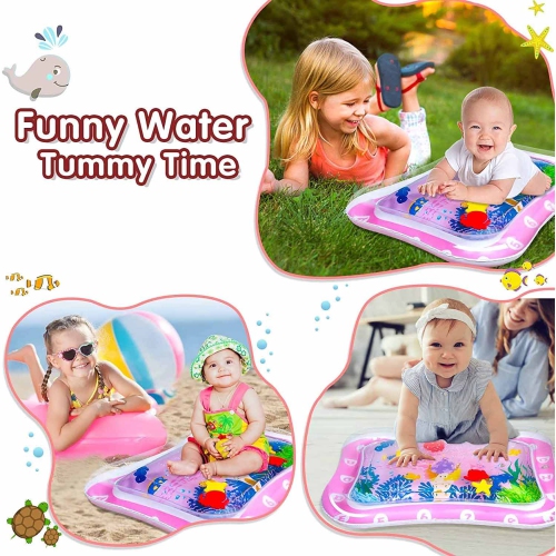 ISTAR Tummy Time Baby Water Play & Activity Mat for Infants & Toddlers Baby Toys for 3 to 12 Months, Best Baby Gift, Portable - PINK
