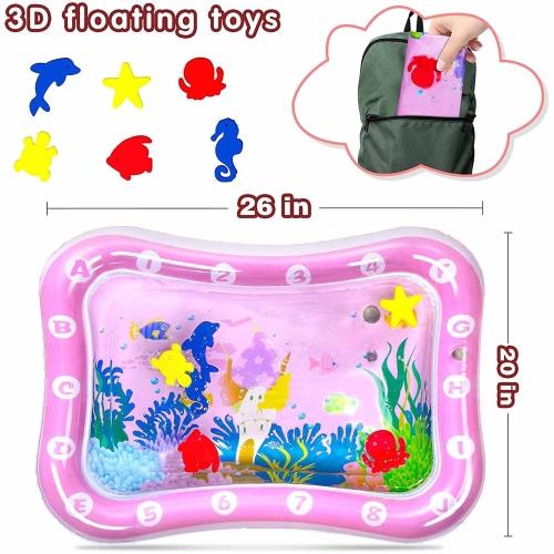 ISTAR Tummy Time Baby Water Play & Activity Mat for Infants & Toddlers Baby Toys for 3 to 12 Months, Best Baby Gift, Portable - PINK