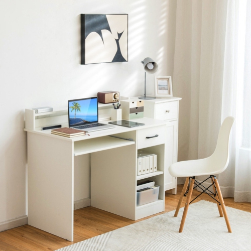 Study Laptop Table with Drawer and Slide-Out Keyboard Tray for Home or Office