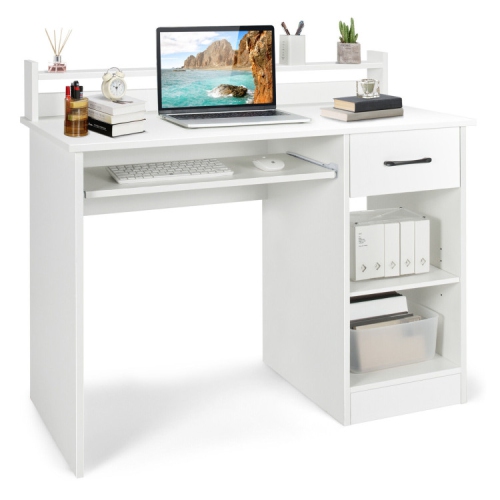 Study Laptop Table with Drawer and Slide-Out Keyboard Tray for Home or Office