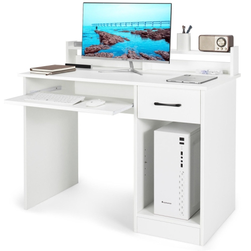 Study Laptop Table with Drawer and Slide-Out Keyboard Tray for Home or Office
