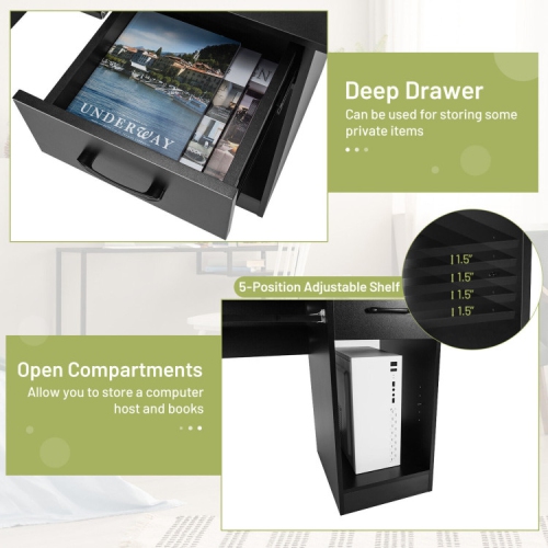 Study Laptop Table with Drawer and Slide-Out Keyboard Tray for Home or Office