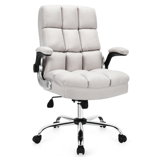Adjustable Swivel Office Chair with High Back and Flip-Up Arms for Home or Office