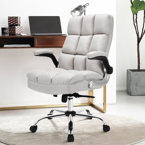 Adjustable Swivel Office Chair with High Back and Flip-Up Arms for Home or Office