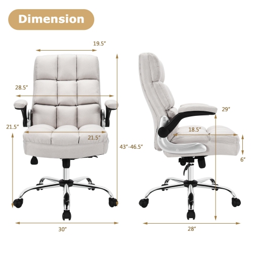Adjustable Swivel Office Chair with High Back and Flip-Up Arms for Home or Office