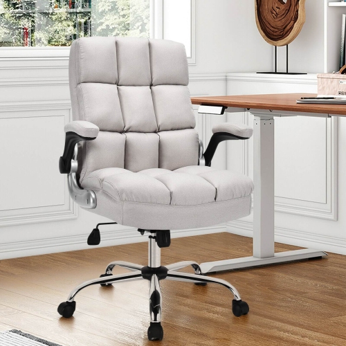 Adjustable Swivel Office Chair with High Back and Flip-Up Arms for Home or Office