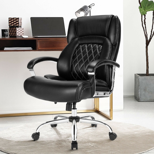 Height Adjustable Executive Desk Chair with Metal Base for Home or Office
