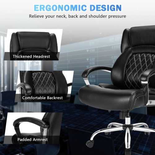 Height Adjustable Executive Desk Chair with Metal Base for Home or Office