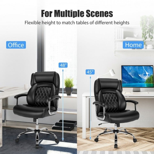 Height Adjustable Executive Desk Chair with Metal Base for Home or Office