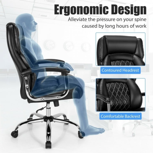 Height Adjustable Executive Desk Chair with Metal Base for Home or Office