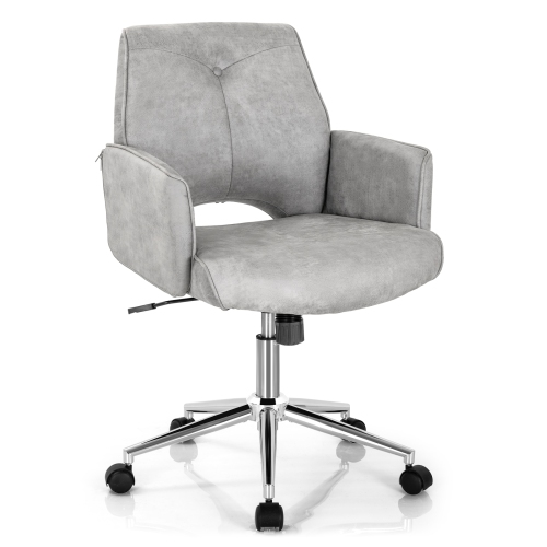 Adjustable Mid-Back Office Chair with Hollow Design and Armrests for Home or Office