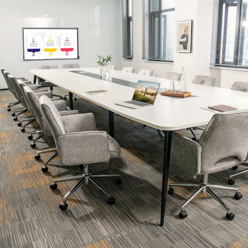 Adjustable Mid-Back Office Chair with Hollow Design and Armrests for Home or Office