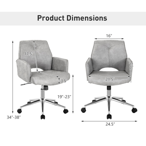 Adjustable Mid-Back Office Chair with Hollow Design and Armrests for Home or Office