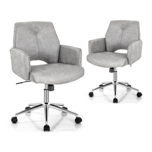 Adjustable Mid-Back Office Chair with Hollow Design and Armrests for Home or Office