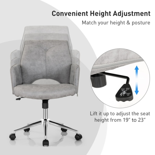Adjustable Mid-Back Office Chair with Hollow Design and Armrests for Home or Office