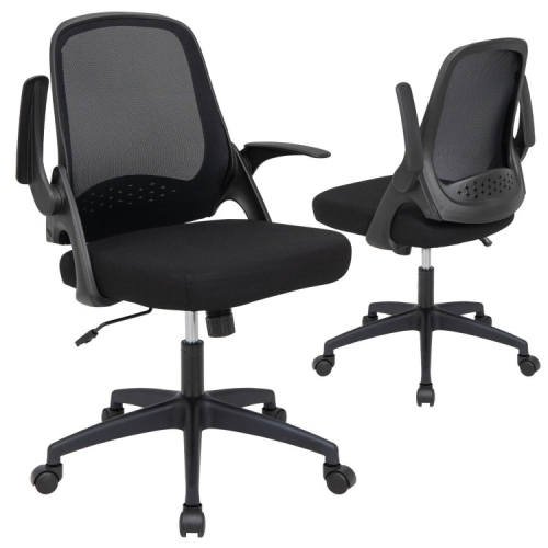 Rolling Mesh Desk Chair with Adjustable Height and Flip-Up Armrests for Office Use