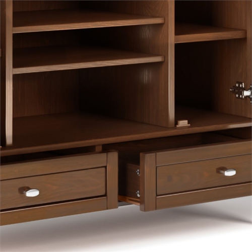 Simpli Home Warm Shaker Wood 47" Transitional TV Media Stand in Russet Brown For TVs up to 50"