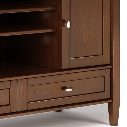 Simpli Home Warm Shaker Wood 47" Transitional TV Media Stand in Russet Brown For TVs up to 50"