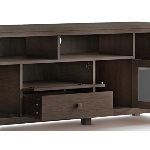 Simpli Home Cosmopolitan 72" Solid Wood TV Media Stand in Farmhouse Brown