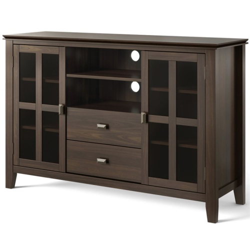 SIMPLI HOME  Artisan Wood 53" Transitional Tv Media Stand In Tobacco Brown for Tvs Up to 60" Tv Cabinet