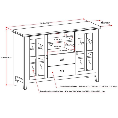 Simpli Home Artisan Wood 53" Transitional TV Media Stand in Tobacco Brown For TVs up to 60"