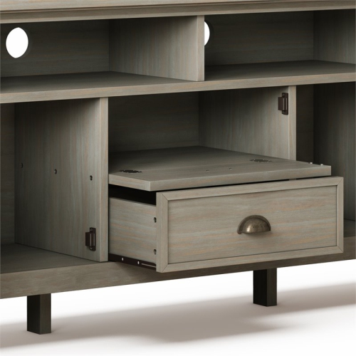 Simpli Home Redmond Wood 72" Transitional TV Media Stand in Gray For TVs up to 80"