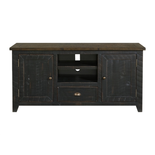 Bowery Hill Coastal 60" Wood TV Stand in Black and Brown