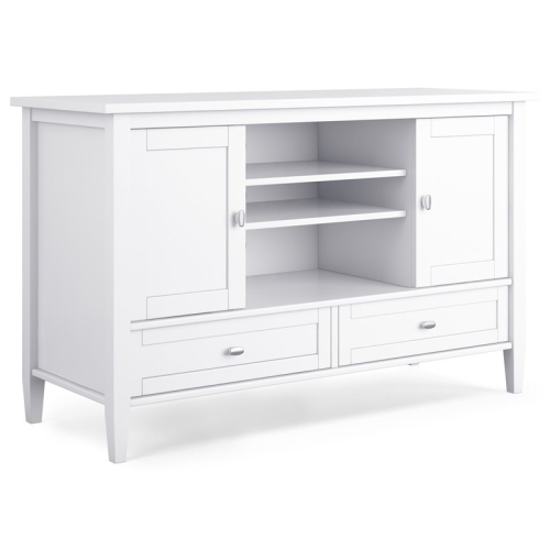 SIMPLI HOME  Warm Shaker Wood 47" Transitional Tv Media Stand In for Tvs Up to 50" In White