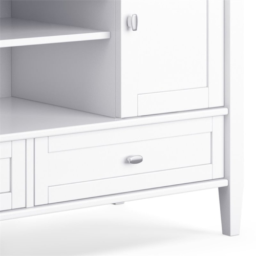 Simpli Home Warm Shaker Wood 47" Transitional TV Media Stand in White For TVs up to 50"