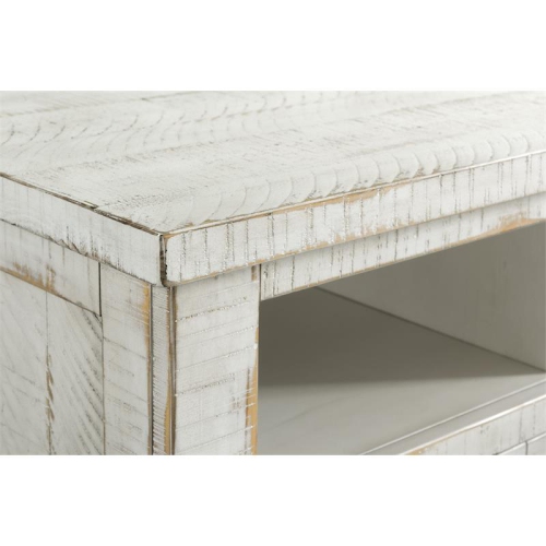 Bowery Hill Farmhouse 65" Solid Wood TV Stand in Antique White