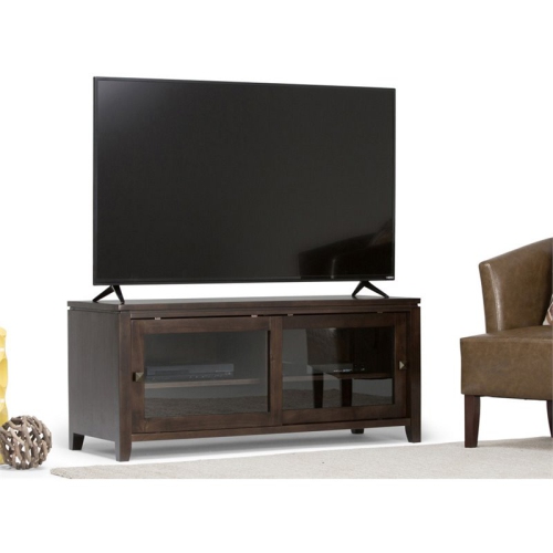 Simpli Cosmopolitan Wood 48"W TV Media Stand For TVs upto 50" in Mahogany Brown