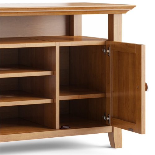 Simpli Home Amherst Transitional Solid Wood 54" TV Stand in Light Golden Brown