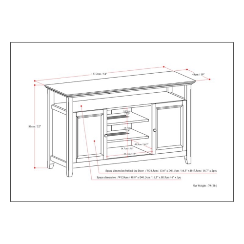 Simpli Home Amherst Transitional Solid Wood 54" TV Stand in Light Golden Brown