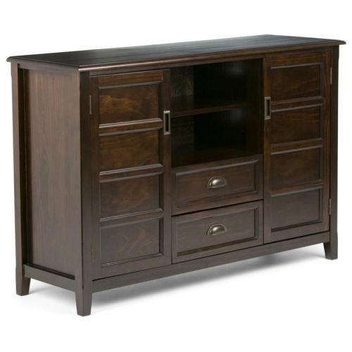 SIMPLI HOME  Burlington Wood 54" Transitional Tv Media Stand In Mahogany for Tvs Up to 60" In Brown