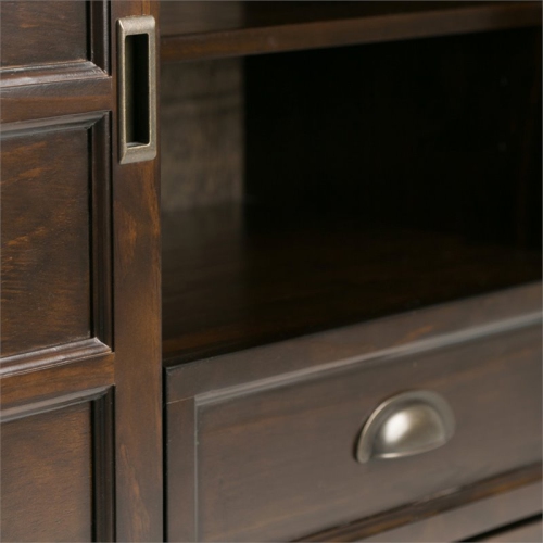 Simpli Home Burlington Wood 54" Transitional TV Media Stand in Mahogany Brown For TVs up to 60"