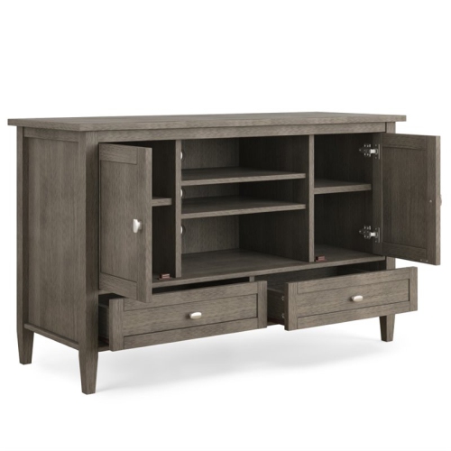 Simpli Home Warm Shaker Wood 47" Transitional TV Media Stand in Farmhouse Gray For TVs up to 50"