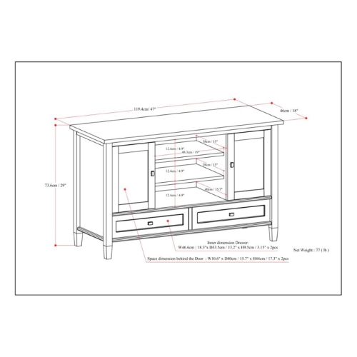 Simpli Home Warm Shaker Wood 47" Transitional TV Media Stand in Farmhouse Gray For TVs up to 50"