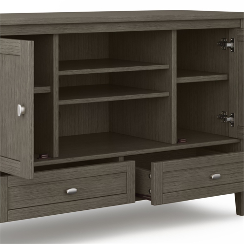 Simpli Home Warm Shaker Wood 47" Transitional TV Media Stand in Farmhouse Gray For TVs up to 50"