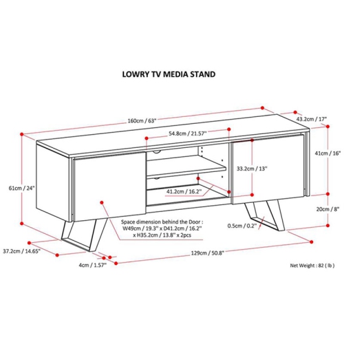 Simpli Home Lowry 63" TV Stand in Distressed Charcoal Brown