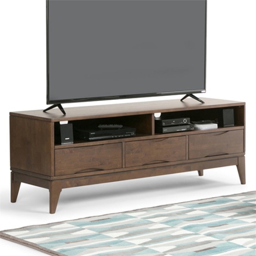 Harper 60" W SOLID WOOD Modern TV Media Stand in Walnut Brown For TVs up to 65"