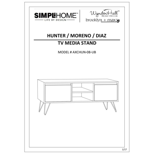 Hunter SOLID MANGO WOOD TV Media Stand in Umber Brown Stain For TVs up to 65 in