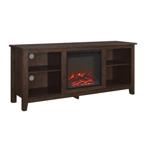 WALKER EDISON Essential Mdf 58" Traditional Farmhouse Electric Fireplace Tv Stand - Brown 