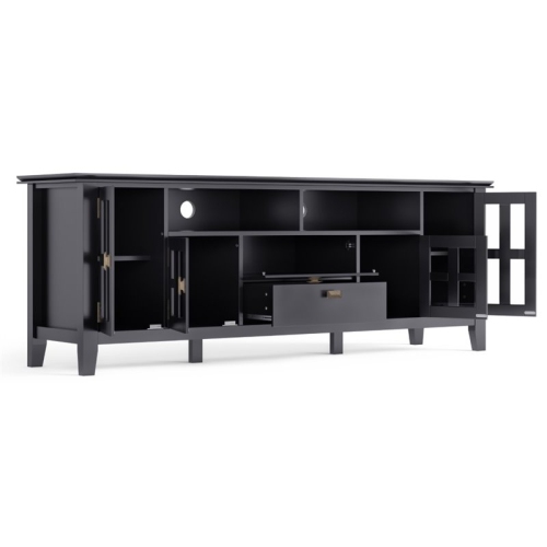 Simpli Home Artisan Wood 72" Transitional TV Media Stand in Black For TVs up to 80"