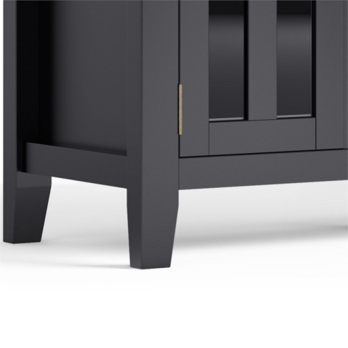 Simpli Home Artisan Wood 72" Transitional TV Media Stand in Black For TVs up to 80"